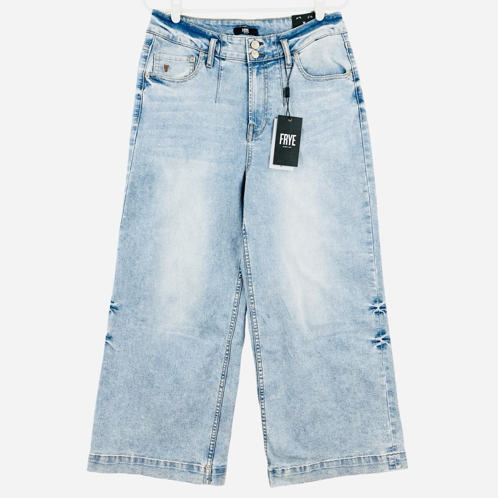 NWT FRYE Women's Carly Wide Leg Crop Jeans Size 29 High Rise Blue Stretch